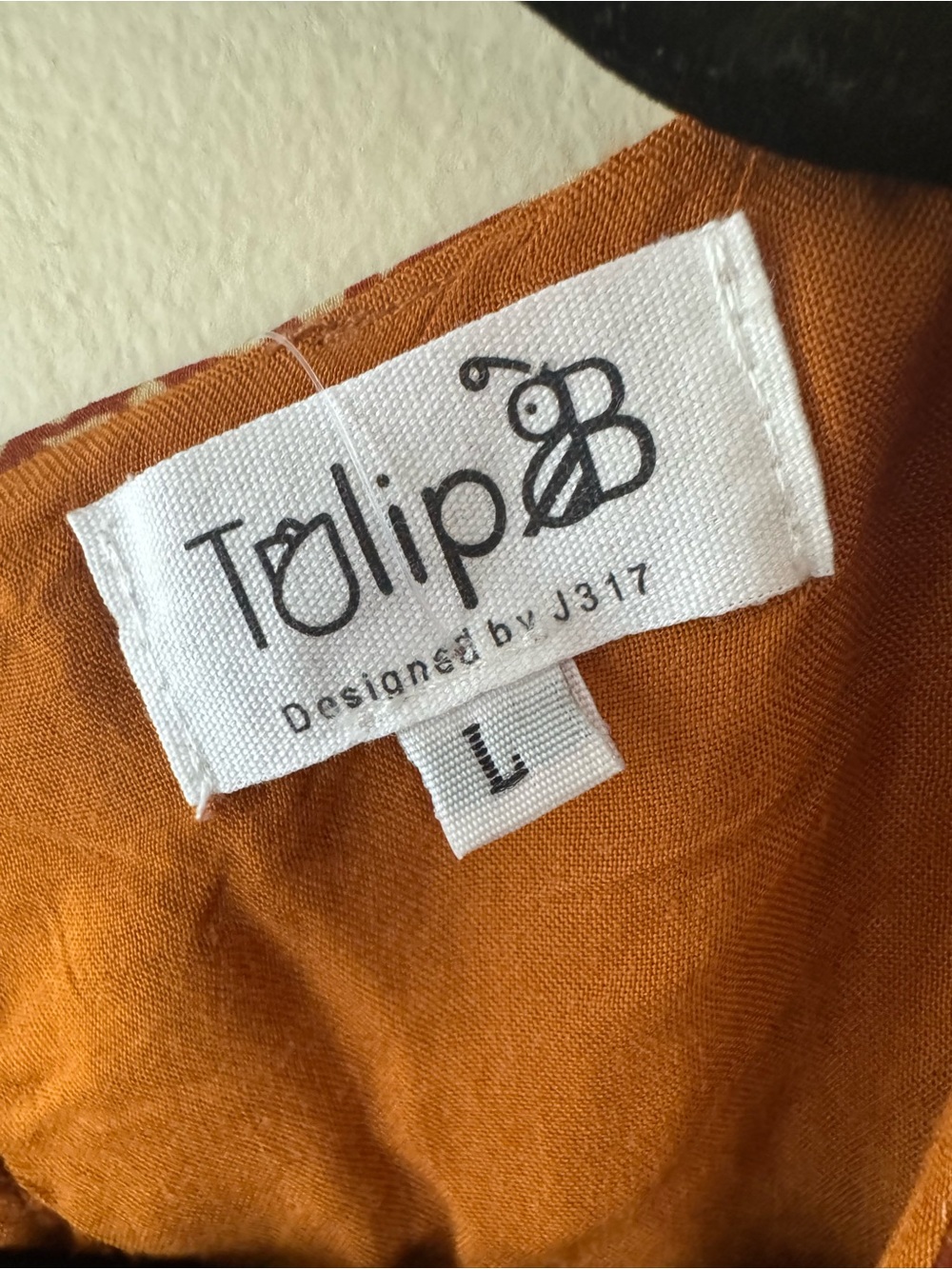 Long Sleeve Rust Printed Ruffle-Hem Dress by Tulip B - Picture 2 of 5